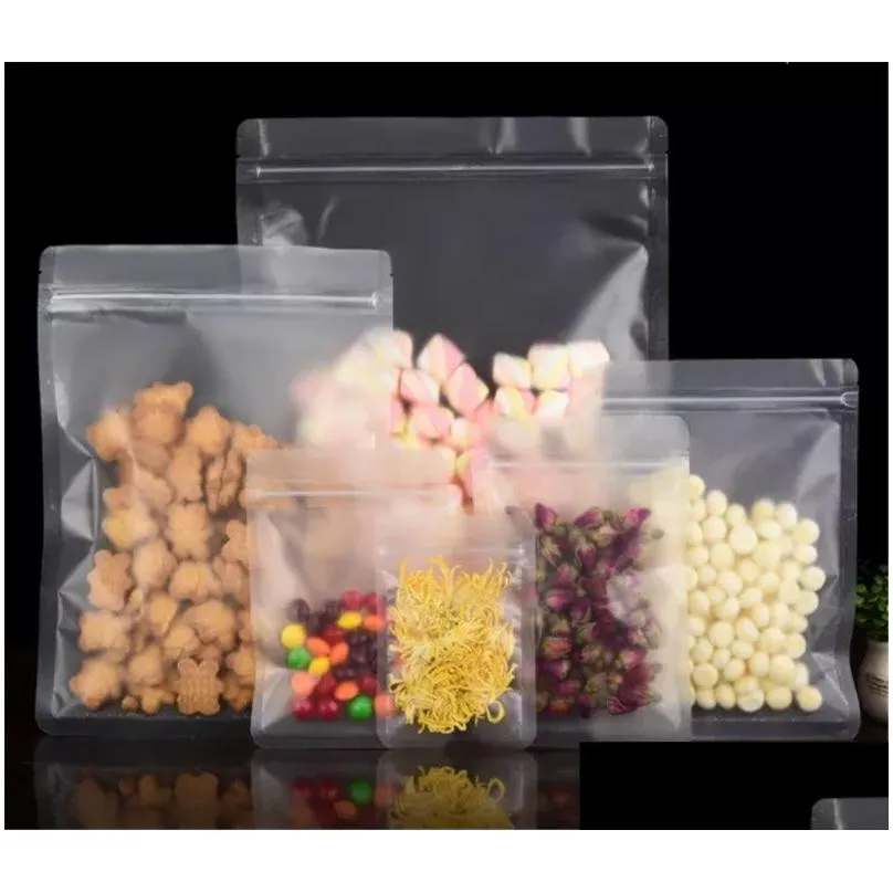 100pcs/lot frosted sealing pouch food packing bags reusable zipper flat bottom bag for snack food