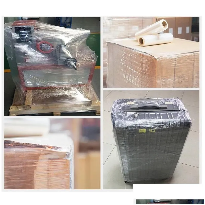 pe stretch film transport plastic packaging transparent drawing winding package goods tray wrapped
