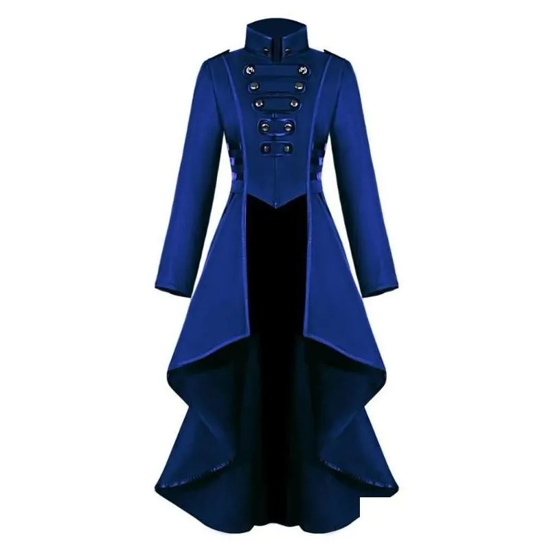 womens jackets women gothic steampunk button lace corset halloween costume coat plus size solid color irregular hem tailcoat for