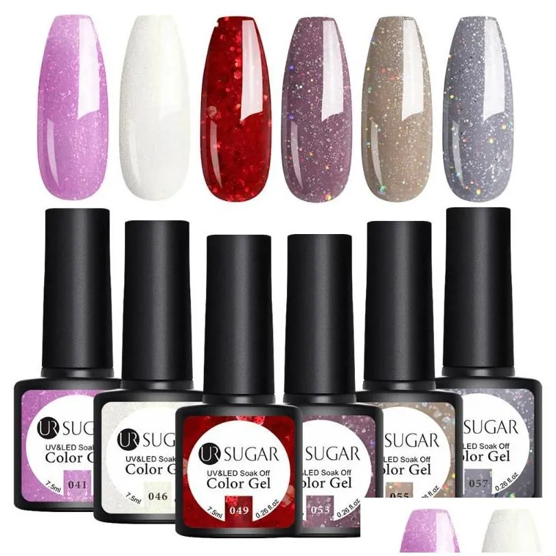 nail gel ur sugar polish set 4/6pcs kit glitter varnishes semi permanent base top coat uv led art