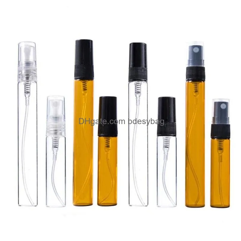 2ml 3ml 5ml 10ml portable spray bottle refillable clear glass bottles sample vial cosmetic atomizers container for travel