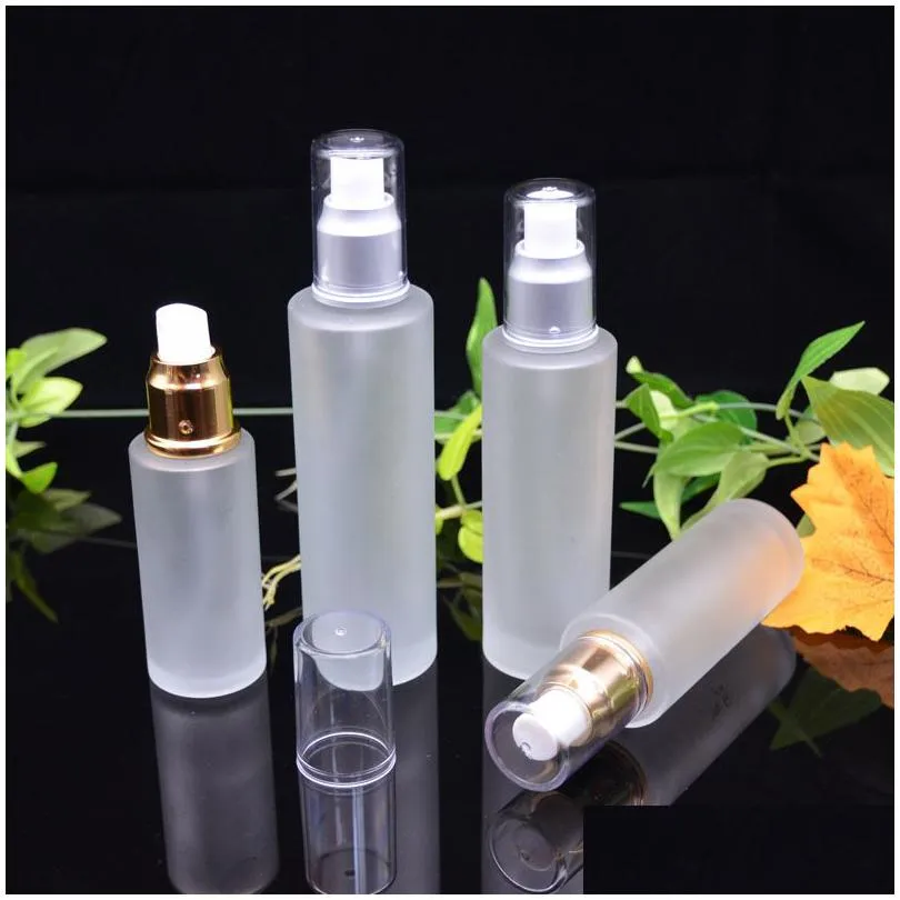 frosted glass cosmetic bottle makeup lotion pump container refillable mist spray perfume bottles 20ml 30ml 40ml 50ml 60ml 80ml 100ml