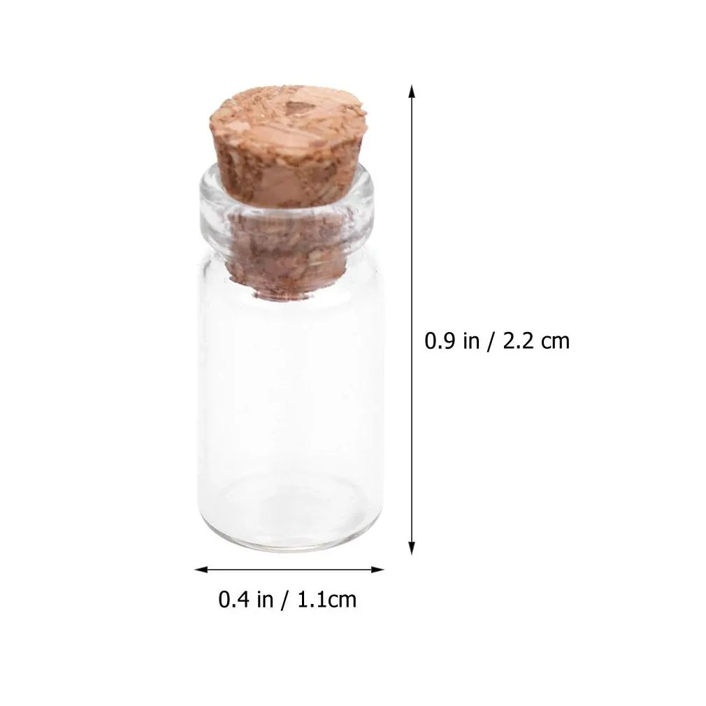 mini glass clear drifting bottle with wood cork stoppers for wedding favors halloween decorations