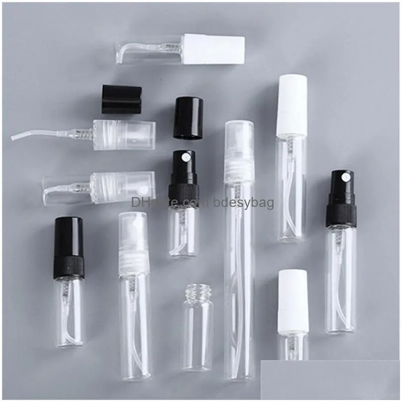 2ml 3ml 5ml 10ml portable spray bottle refillable clear glass bottles sample vial cosmetic atomizers container for travel