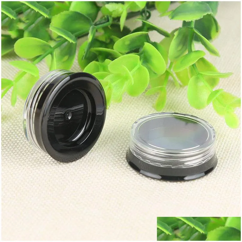 3g black plastic travel cosmetic jars bottle refillable makeup cream eyeshadow lip balm sample storage container packing bottles pot with clear