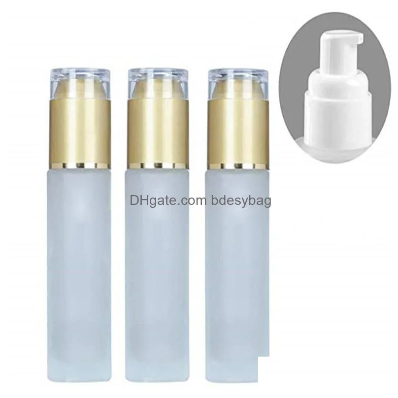 30ml 40ml 50ml 60ml 80ml 100ml frosted glass bottle empty cosmetic container lotion spray pump bottles for travel home use