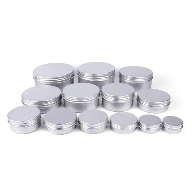 refillable aluminum tin cans lip balm containers cosmetic cream bottle jars round metal box 5g 10g 15g 25g 30g 50g 60g 80g 100g 120g