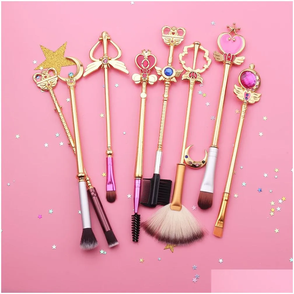 different mermaid makeup brushes sets sailor moon make up brushes glitter bling diamond makeup brush cosmetic brushes kit with bag dhs
