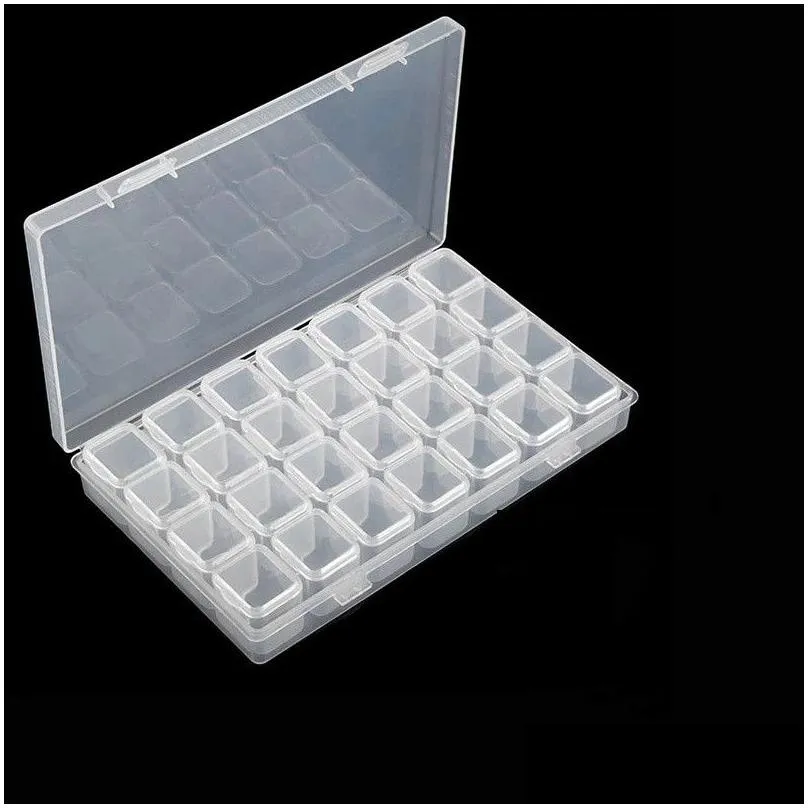 nail art decorations 28 grids empty decoration storage case box glitter rhinestone crystal beads container