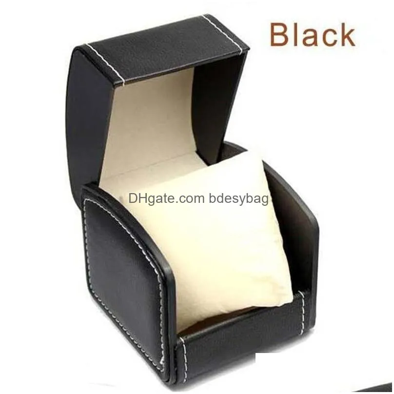 3 colors watch boxes durable pu leather watches cases bracelet bangle jewelry wristwatch box gift case with pillow