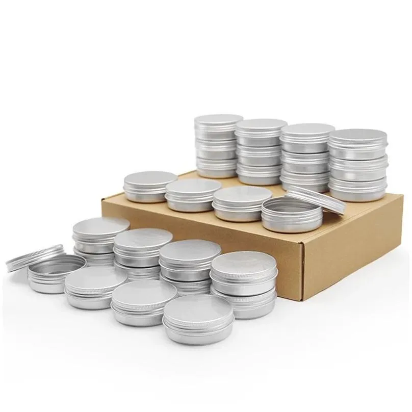 refillable aluminum tin cans lip balm containers cosmetic cream bottle jars round metal box 5g 10g 15g 25g 30g 50g 60g 80g 100g 120g