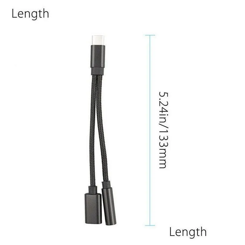  est 2 in1 typec convertor usb type c charging cable 35mm audio earphone headphone adapter for xiaomi for  samsung1377362