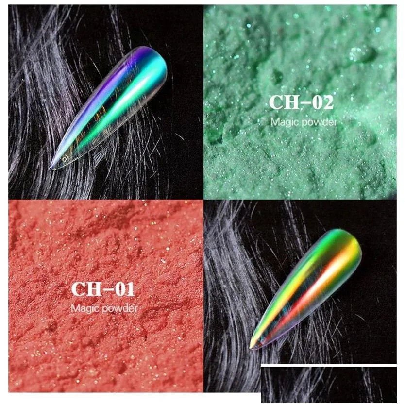  6 color ice transparent mirror mermaid powder uv gel pigment magic dust powder laser nail art decorations