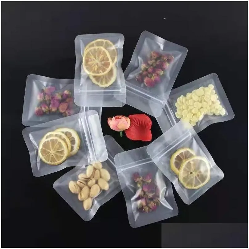 100pcs lot frosted plastic zipper bag flat bottom matte translucent food pouch smell proof bags kitchen storage pouches for snack tea