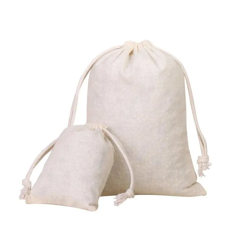 natural linen storage drawstring bags christmas gift package small pouch