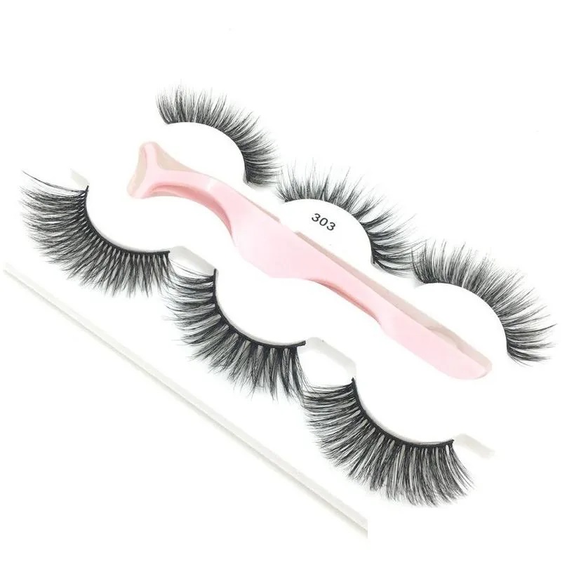 new 3pairs/set mix styles 3d mink eyelashes natural soft false eye lashes pack set wispies fake eyelash extension with lash tweezer applicator makeup tool