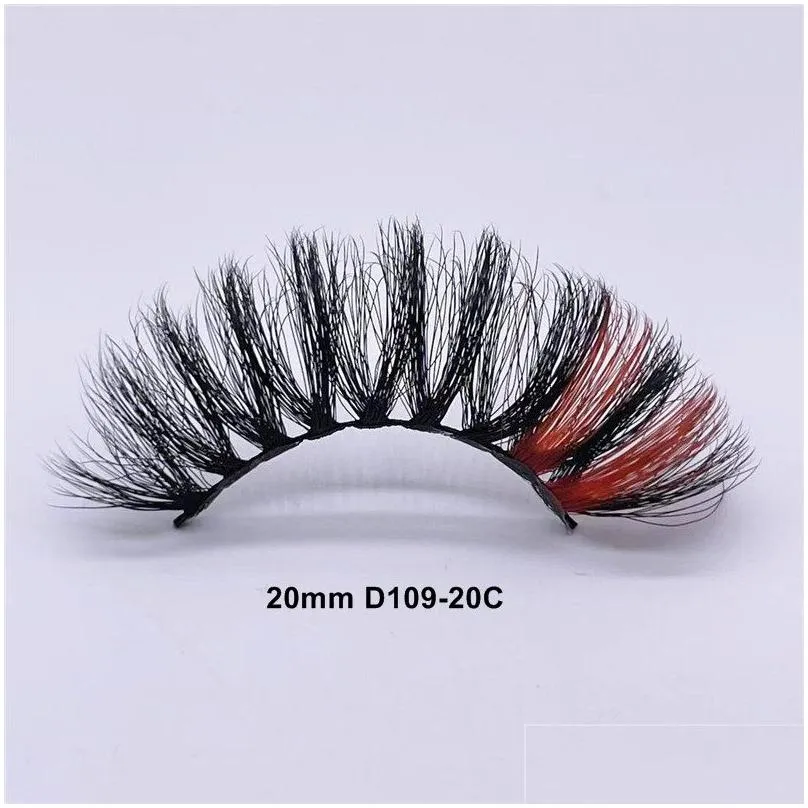 20mm 25mm colorful faux mink eyelashes thick long eye lashes fluffy colored eyelash extension cils makeup