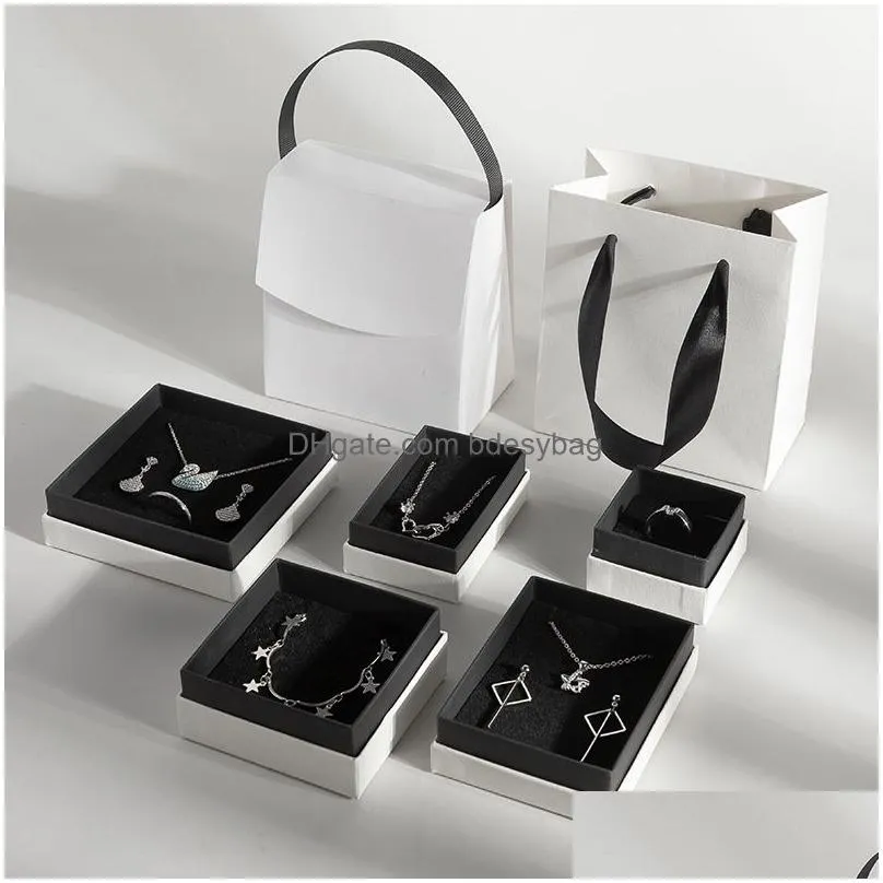 jewelry gift boxes necklace bracelet earrings ring storage organizer cardboard jewellry packaging box container with sponge inside