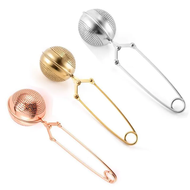 stainless steel tea ball infuser strainer tools with pincer handle for loose leaf tea spices filter coffee diffuser xbjk2203