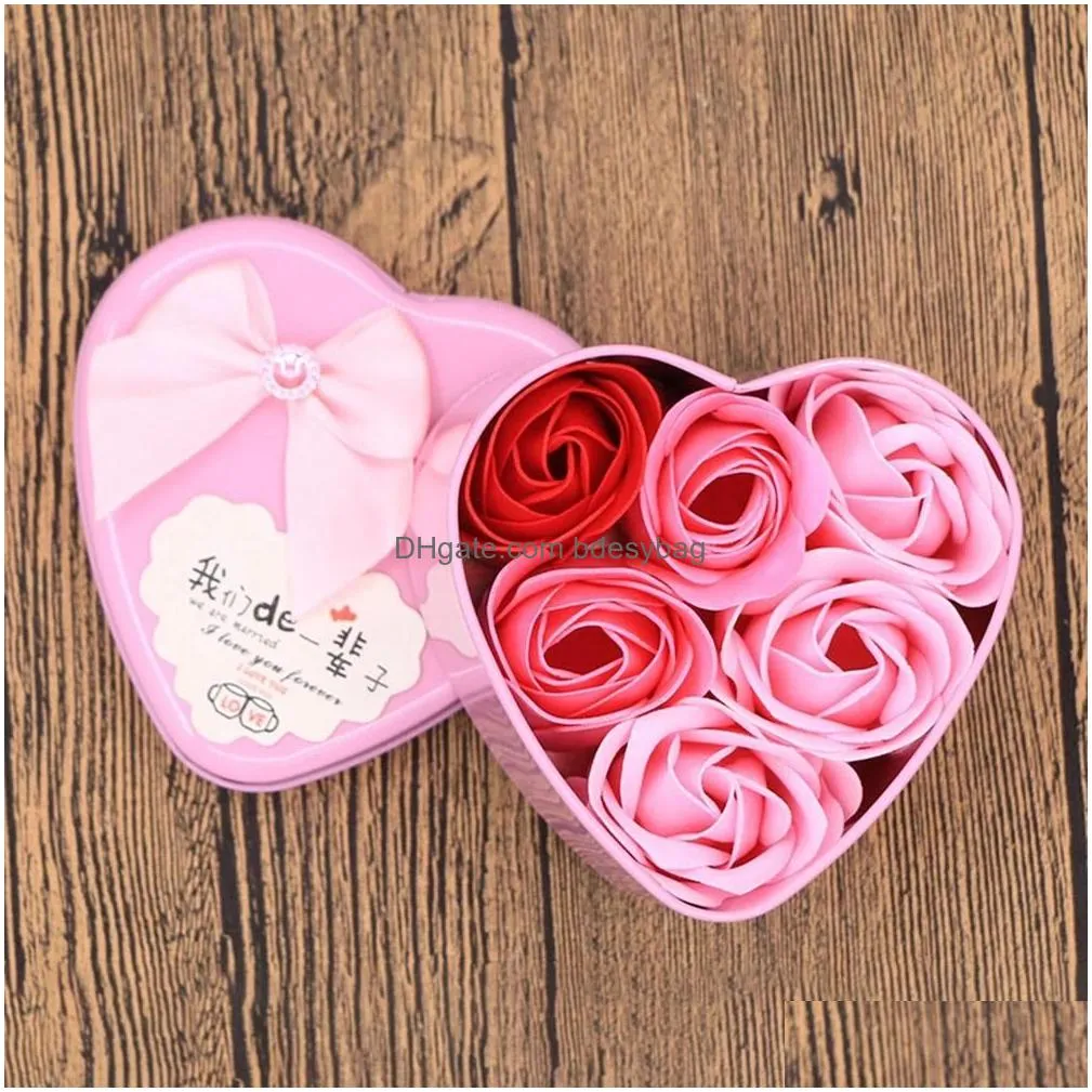 soap rose flower petals artificial flowers in gift box roses soap for women girls mom for christmas decoration