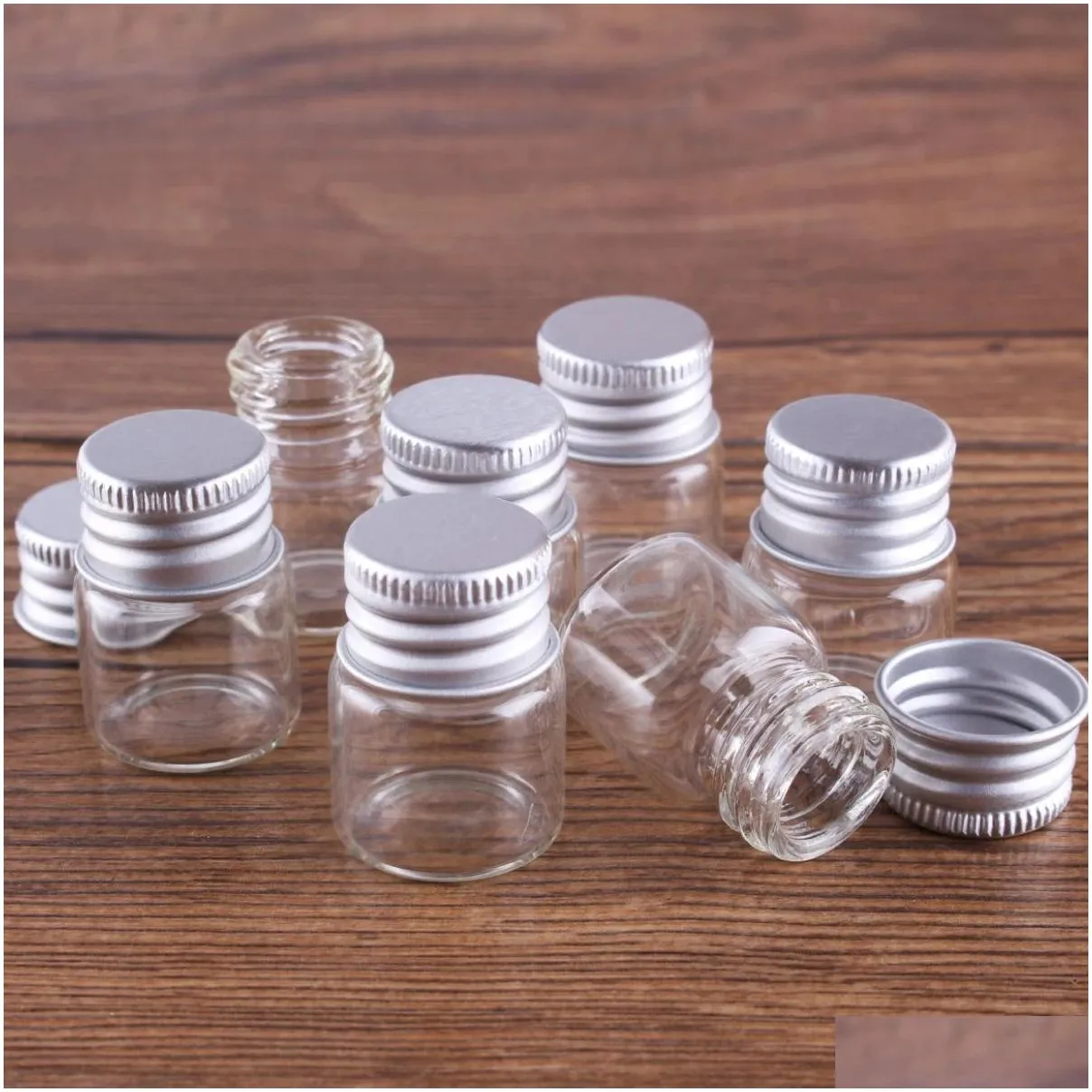 12ml vials small mini tiny glass bottles clear empty jars with aluminum top screw lids message sample bottle