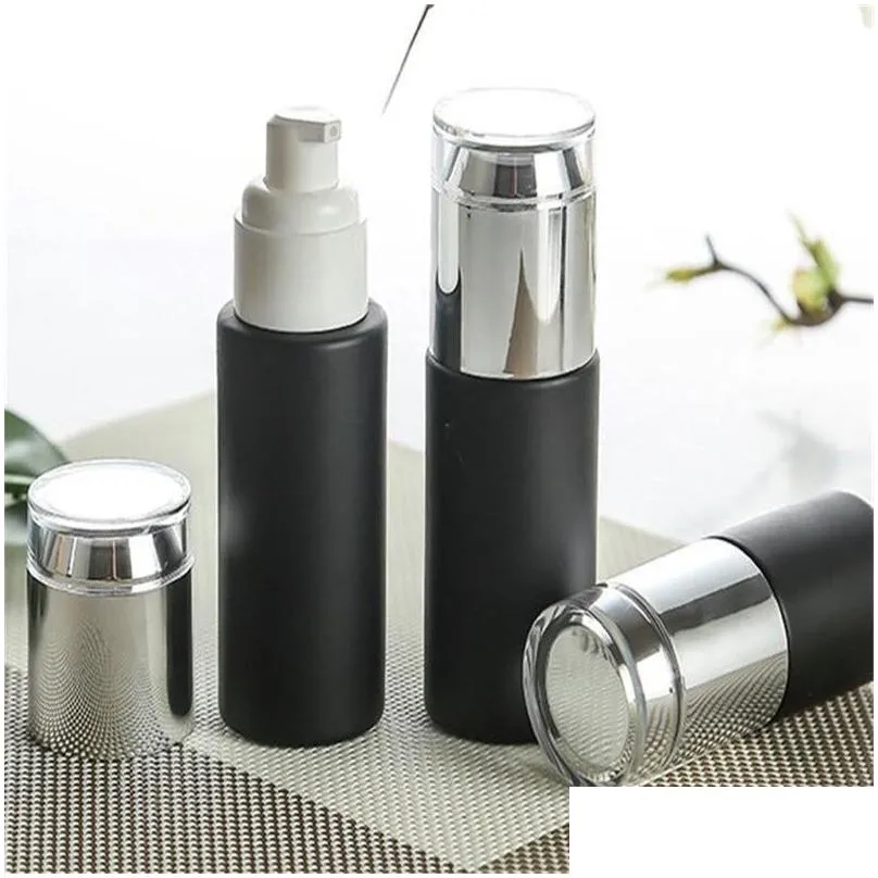 frosted black glass bottle jars cosmetic face cream container skin care lotion spray bottles 20ml 30ml 40ml 50ml 60ml 80ml 100ml