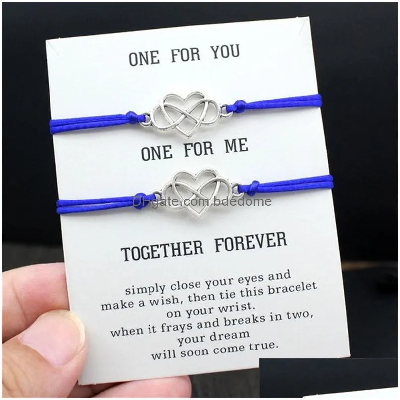 two parts partners best friend friendship bff love eight bracelet set couples gift