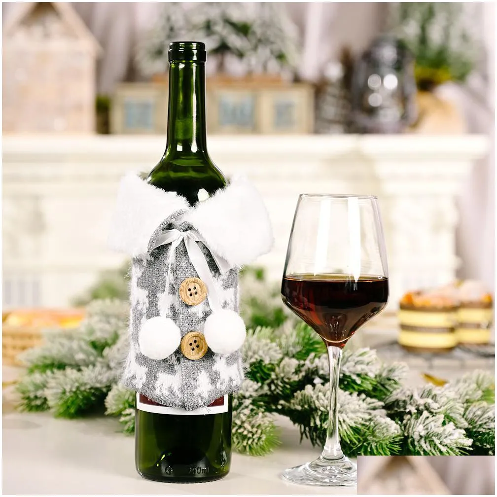 christmas sweater wine bottle cover champagne coat xmas party decorations home dinner table ornaments xbjk2108