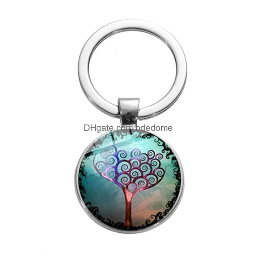 tree of life keychain life tree of hearts art picture handmade glass key chain romantic gift charm purse bag accessories