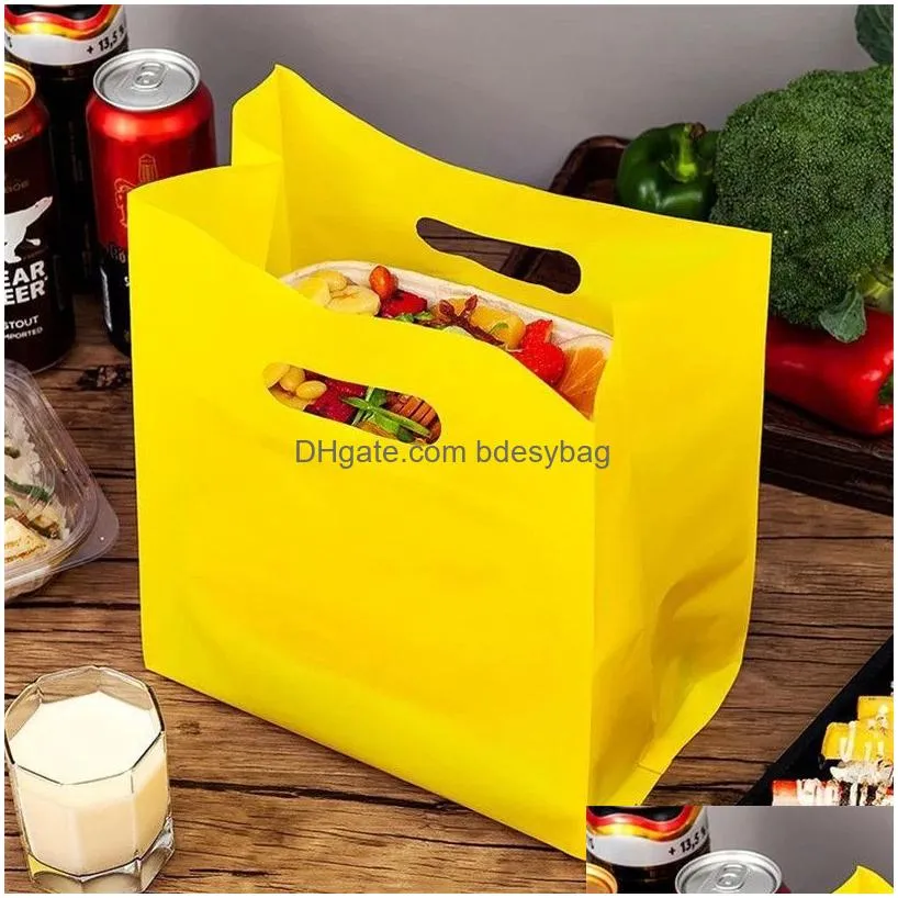 take out bags reusable plastic bag with handles dessert packaging food baking bakery cake tote cosmetic shopping totes