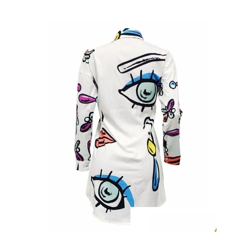 fashion casual dresses women stylish printed shirt dresses loose mini dressing plus size clothing