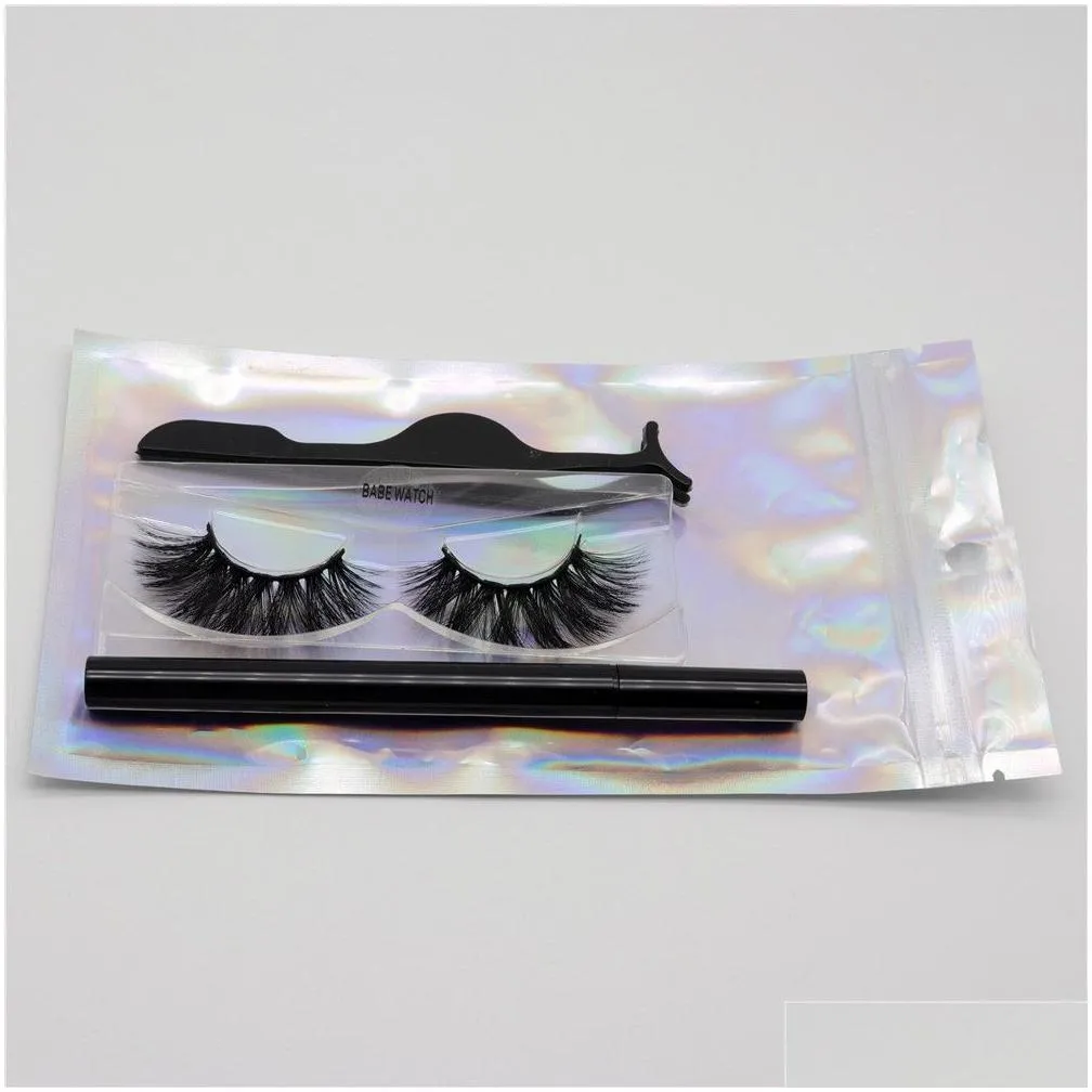 12 style 3d mink eyelashes with glue eyeliner lash tweezer natural faux mink eye lashes customize logo handmade thick false