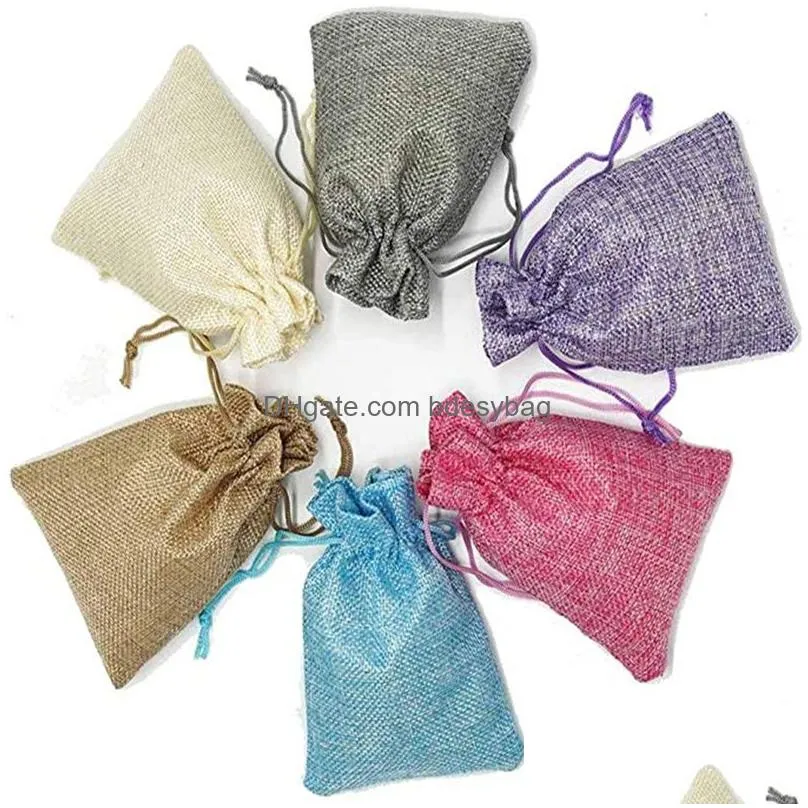 drawstring bag natural burlap bags reusable packaging pocket wedding baby showers birthday festival gift jewerly pouch