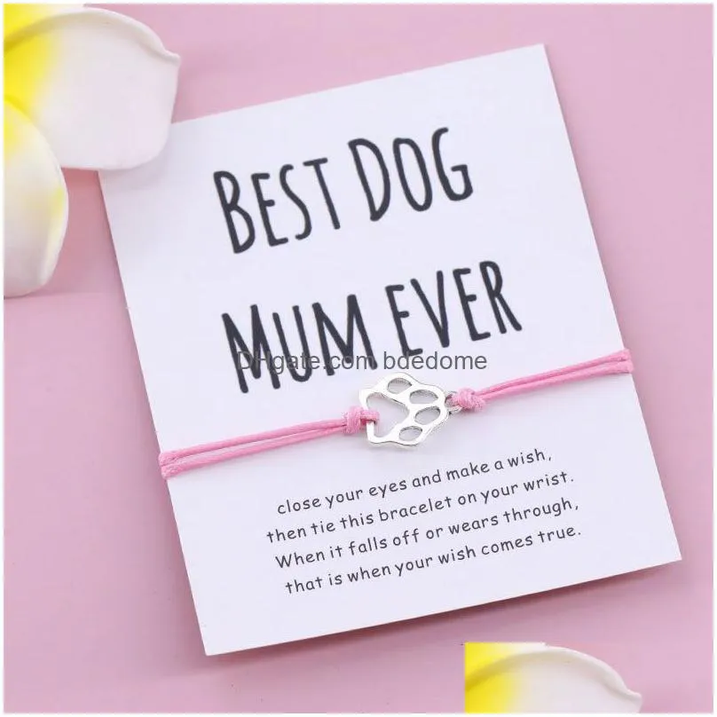 best dog mum ever bracelet dog mom charm paw print bracelet for women men friendship bracelet gift pet dog parent