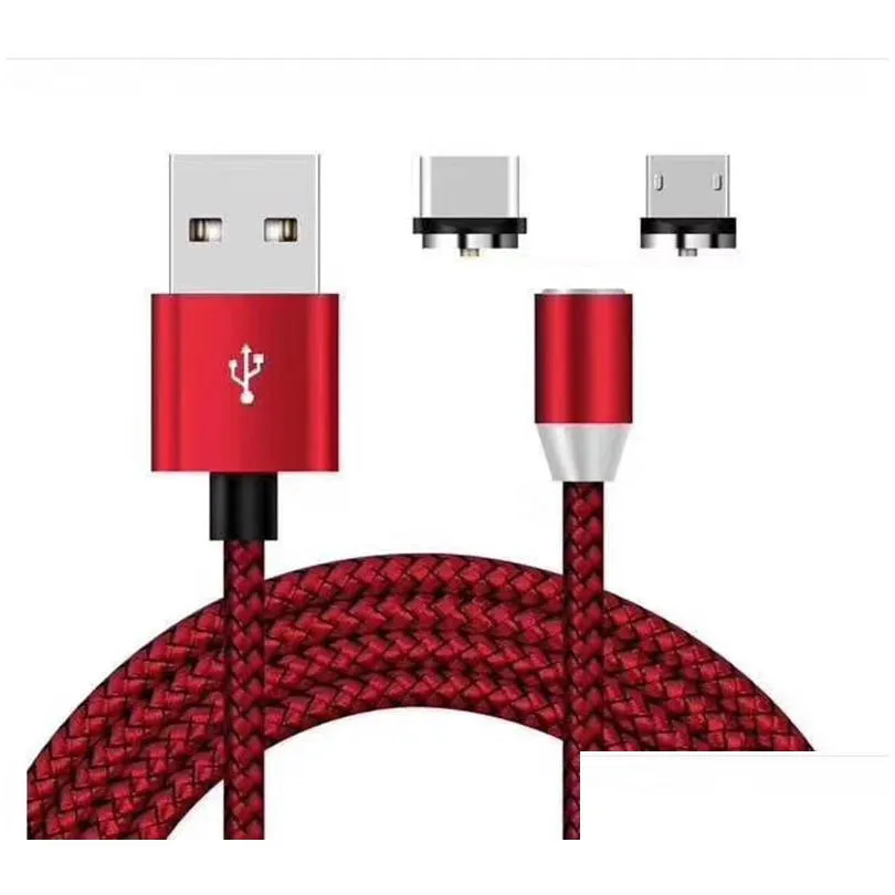 3 in 1 adapter magnetic charging cable line nylon braided fast charging cord type c micro usb cables for samsung  xiaomi cell