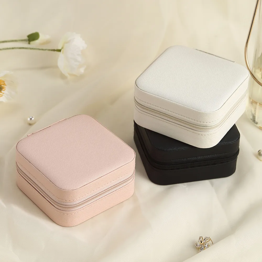 jewelry boxes packaging display portable small box women travel jewellery organizer pu leather mini case ring