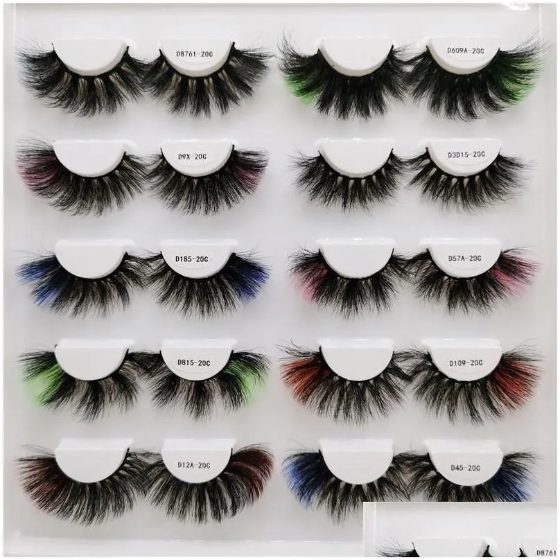 20mm 25mm colorful faux mink eyelashes thick long eye lashes fluffy colored eyelash extension cils makeup