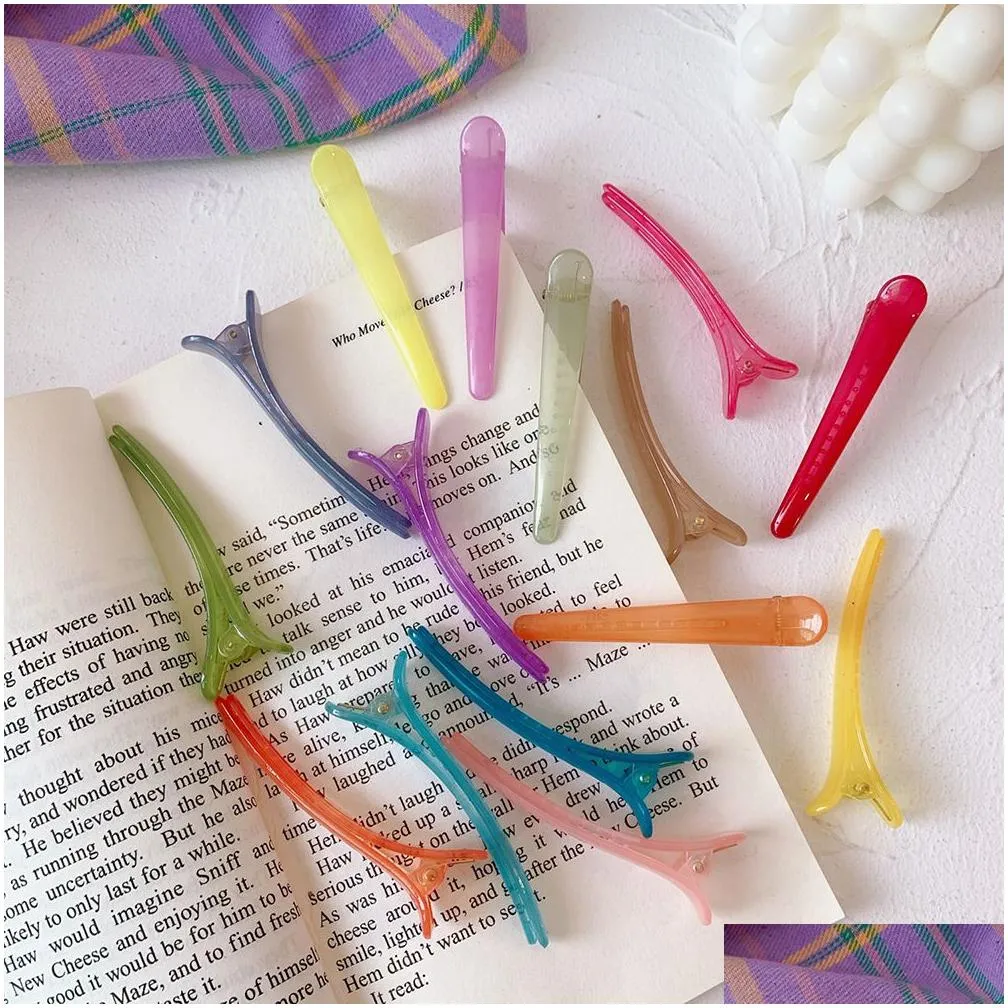korean candy color duckbill hair bangs clip hairdressing positioning clips net red same traceless hairpin girls sweet hair