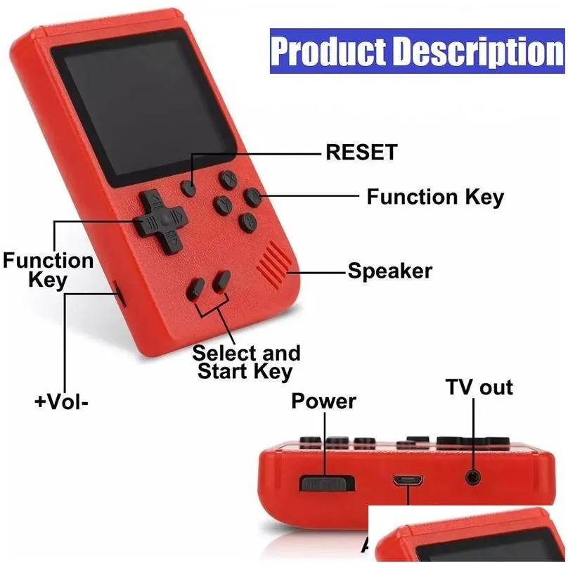 mini retro handheld game console 400 in 1 portable tv video game box 8 bit colorful lcd screen supports two games players for kids gift av