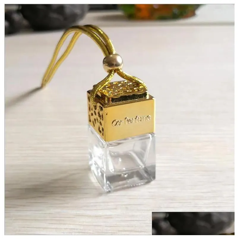 car perfume bottle scented oil diffuser rearview ornament hanging essential oils diffuser cube hollow air freshener fragrance empty glass bottles