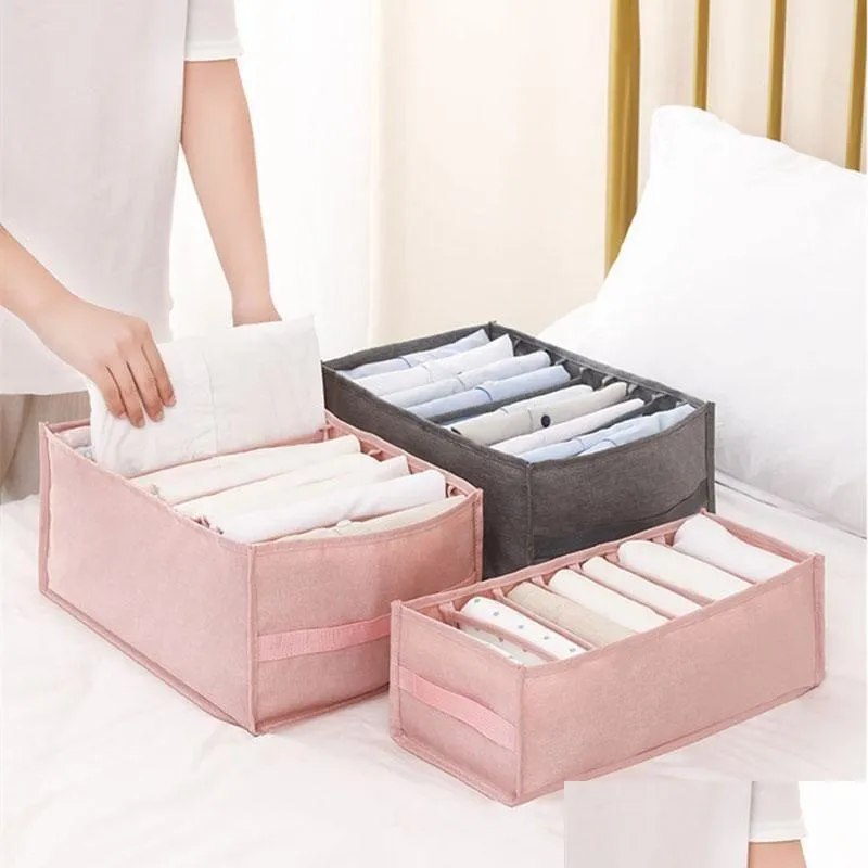 clothing wardrobe storage grids foldable clothes box closet drawer jeans pants bag compartment home cabinet organizer