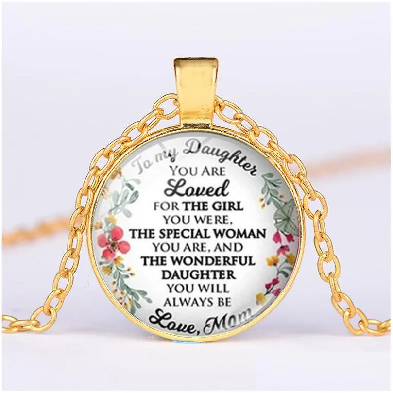 a letter to my daughter necklace from dad mom your are loved forever inspiring words crystal gifts silver plated chain