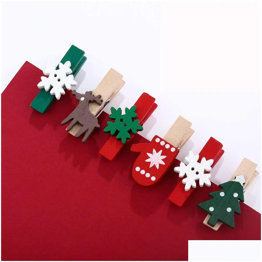 christmas wood clips xmas tree photo peg elk gloves snowflake clothespins for home school art craft decor kdjk2210