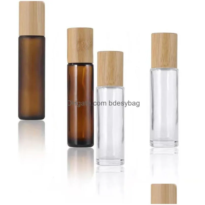 5ml 10ml 15ml amber frosted glass roll on bottles refillable empty essential oil roller bottle with stainless steel roller balls cosmetic