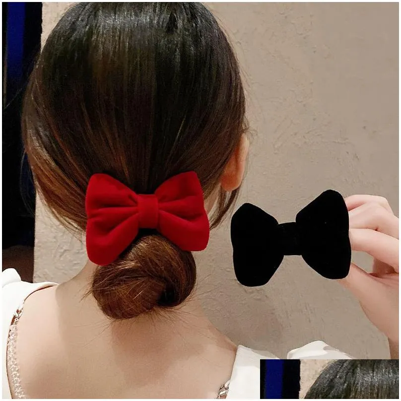 three dimensional velvet bow hair hairpins super fairy girl hairpin sweet temperament bangs edge clip versatile accessories japan and south