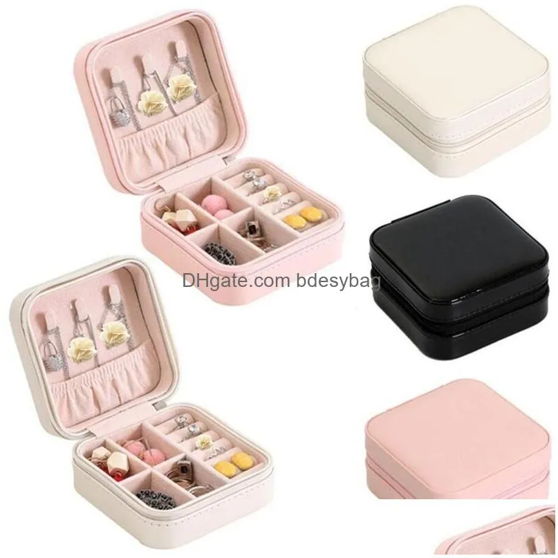 pu leather jewelry box small travel jewellery organizer storage case for rings earrings necklace beads pendants