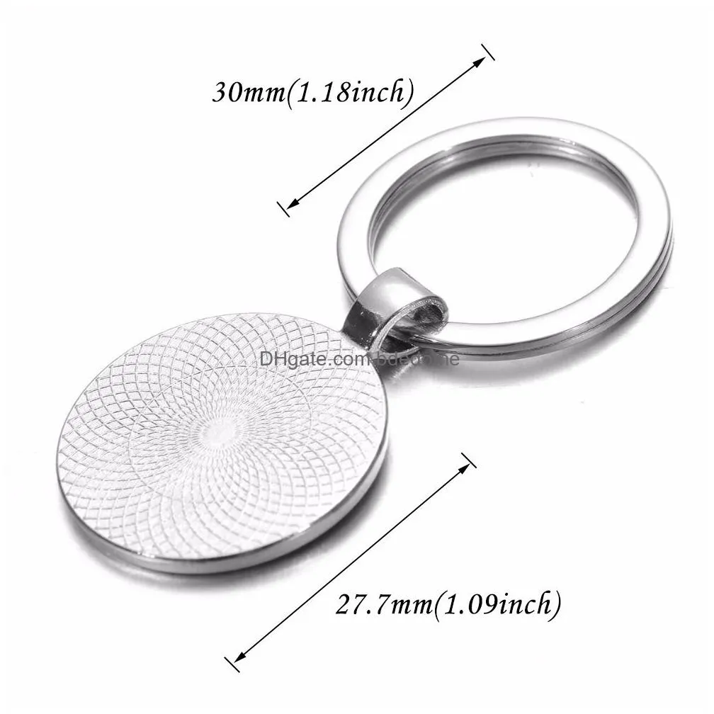pupil eye write round eye glass cabochon keychain bag car key chain ring holder silver color keychains for men women gifts