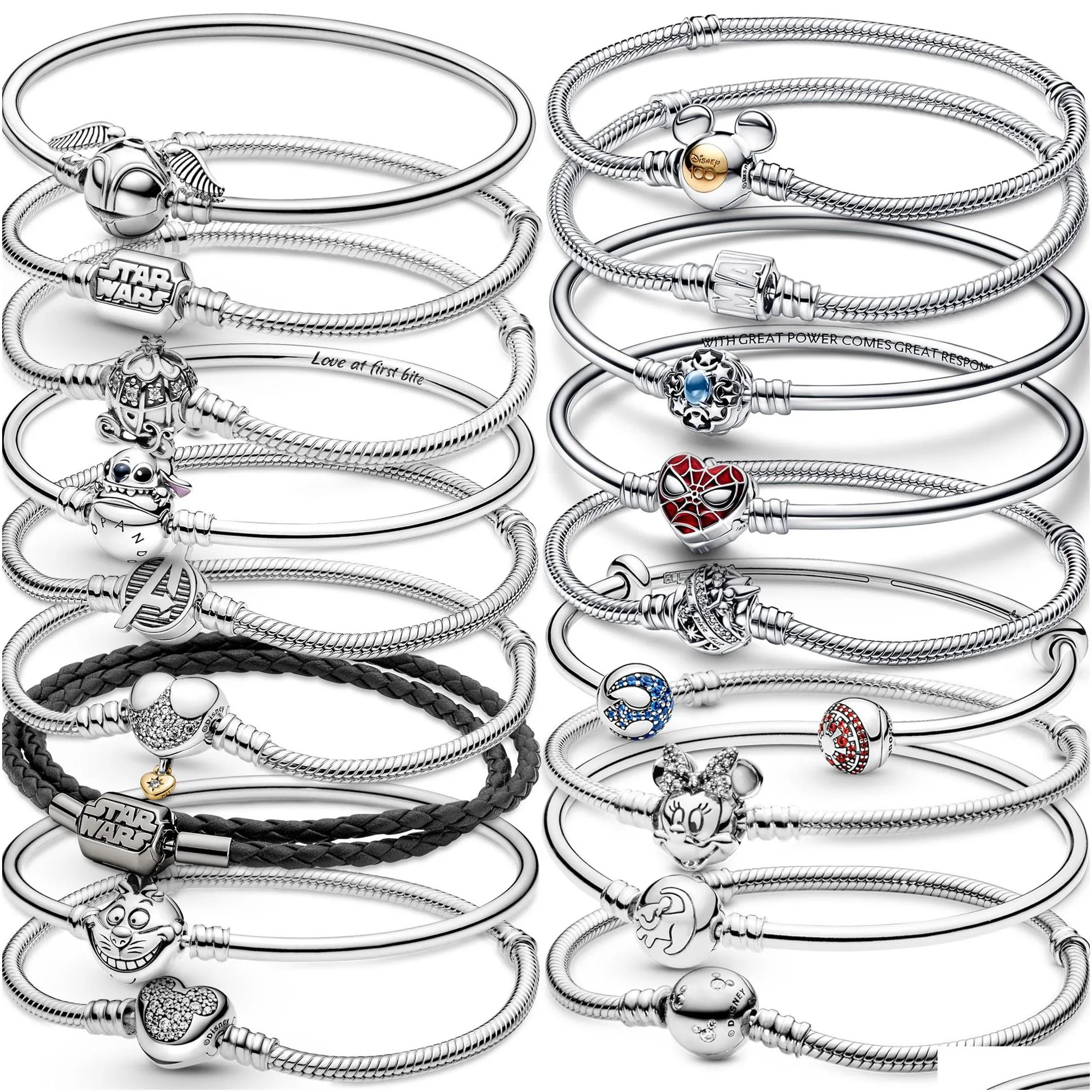 the new popular 925 sterling silver  charm bracelet is suitable for classic female jewelry production fashion accessories wholesale