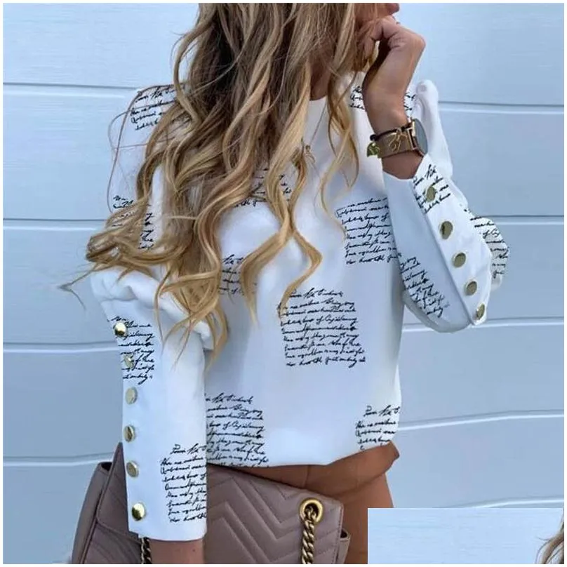 women long sleeve slim print buttons shirt blouses tops puff sleeve suit work formal business shirt blouses outwear tops 2019