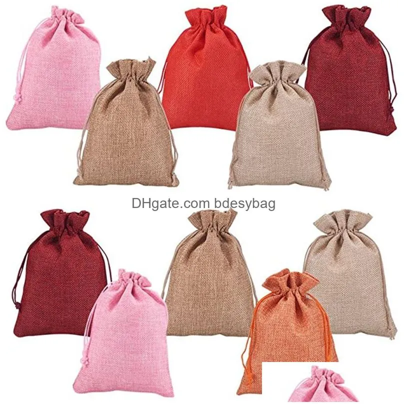 drawstring bag natural burlap bags reusable packaging pocket wedding baby showers birthday festival gift jewerly pouch